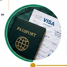 A passport with visa paperwork